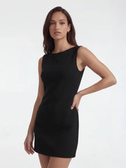 Boatneck Bow Back A-line Mini Dress
