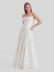 Floral-Burnout Cowl Neck Gown