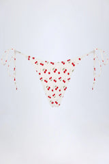 Side-Tie Cheeky Bikini Bottoms in Cherry Print
