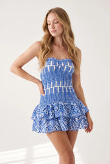 Megan | Eyelet Strapless Draped Maxi Dress
