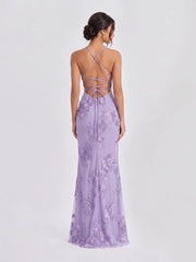 3D Floral-Embellished Corset Gown