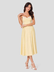 Modal Lace Trim Sweetheart Neck Midi Dress