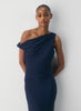 Klea Dress- Matte Satin Cowlneck Maxi Dress