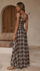 Sanya Maxi Dress - Chocolate Check