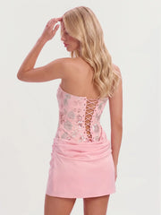 Corset Back Beaded Mini Dress