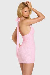 Embellished Mini Dress in Bubblegum Pink