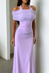 Ellie Halter Neck Maxi Dress - Purple