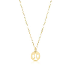 16" Necklace Gold - Guardian Angel Small Gold Disc