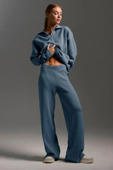 Polo Knit Pullover and Wide-Leg Pants Set