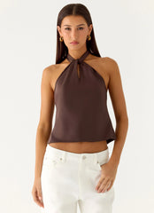 Maddox Scarf Top - Chocolate