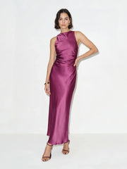 Elegant Cowl Neck Satin Gown