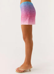 One More Time Sequin Knit Mini Skirt - Disco Ombre