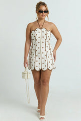 Stracciatella Scallop Mini Dress
