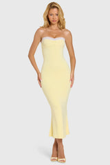 Modal Lace-Trim Midaxi Dress in Butter