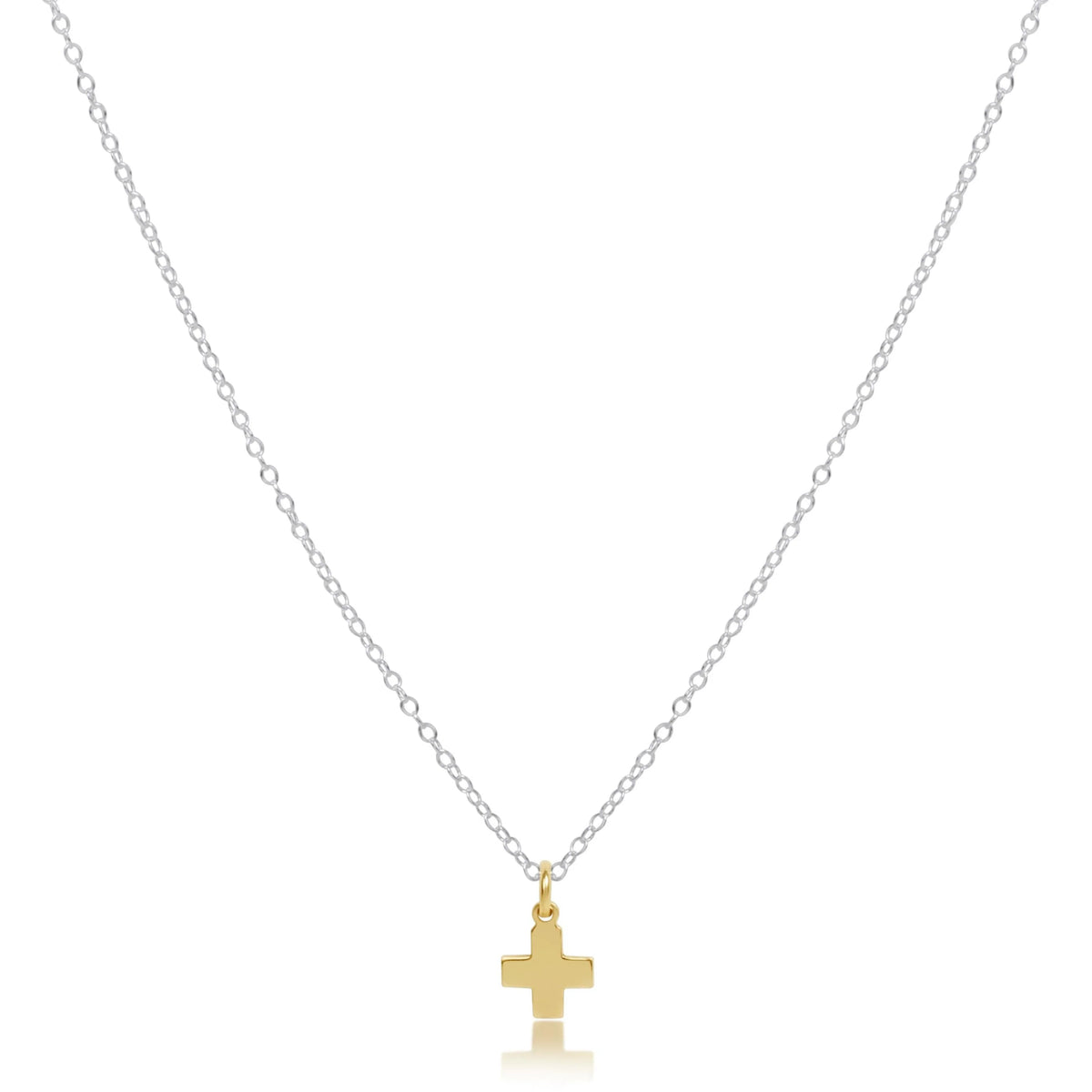 16" Necklace Mixed Metal - Signature Cross Gold Charm