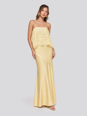 Lace Patchwork Satin Bandeau Dress