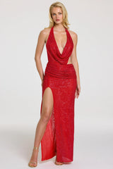 Embellished Maxi Dress in Red