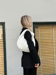 Medium Woven Faux Suede Bag