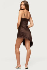 Kit Asymmetric Lacey Satin Effect Dress