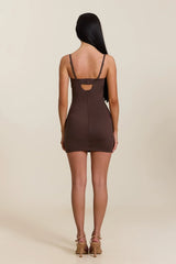 The Sculpt Mini Dress in Brown
