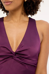 Perfect Stranger Ellary Satin Mini Dress Plum