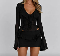 Avaline Dusty Black Mini Dress