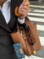 Classic Bucket Faux Suede Bag