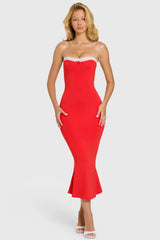 Modal Lace-Trim Midaxi Dress in Cherry
