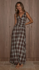 Sanya Maxi Dress - Chocolate Check