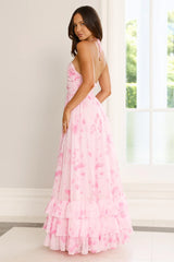 Floral Essence Halter Maxi Dress Pink