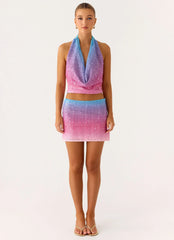 One More Time Sequin Knit Mini Skirt - Disco Ombre