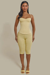 The Everly Lace Up Corset Top in Butter Yellow