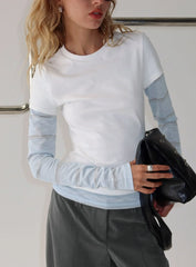 Caisey Layered Long Sleeve Top White / Blue Stripe