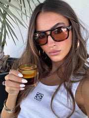 Retro Aviator Oval Sunglasses