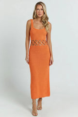 Bali Square Neck Sleeveless Crochet Midi Dress
